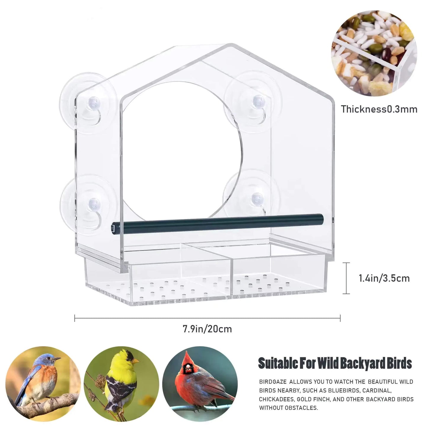 BirdGaze™ - Transparent Window Bird Feeder